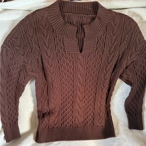 Brown Cable Knit Sweater oversized